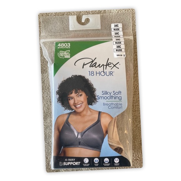 Playtex Other - Playtex 18 Hour Silky Soft Smoothing Breathable Wirefree Bra, 38C, Nude